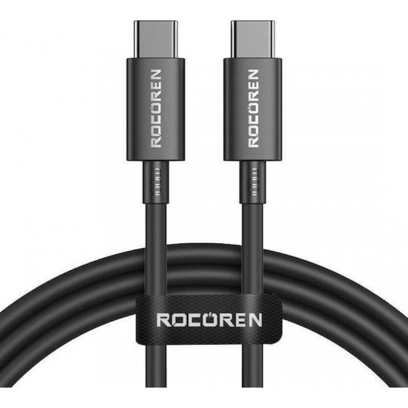 USB Type C To Type C M/M Cable Black 2m QC 3.0 PD 2.0 100W Rocoren RCCXTT1-JYB01 Καλώδιο Φόρτισης
