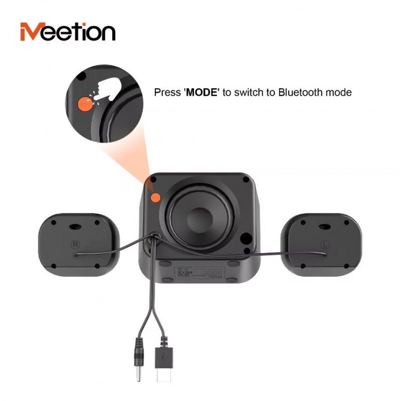 Ηχεία 2.1 15Watt Μαύρα Meetion SP2110 RGB Multimedia USB Bluetooth 5.0 Speaker Set Black