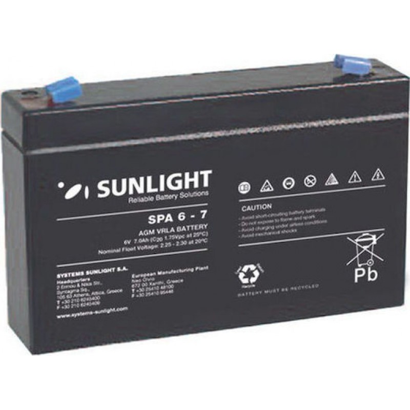 Battery Pack Ups 6V 7Ah Mπαταρία Μολύβδου Sunlight SPA 6-7
