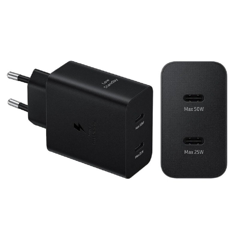 Φορτιστής Πρίζας Quick Power Charger GaN PD+QC 2 x USB Type C 5V-12V 50W Black & Cable Type C T5020NBEGGB Φορτιστής Πρίζας Quick Power Charger GaN PD+QC 2 x USB Type C 5V-12V 50W Black & Cable Type C T5020NBEGGB