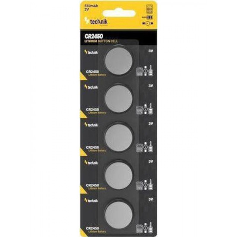 Μπαταρία Λιθίου Technik Lithium Battery CR2450 Premium Quality 3V (5 PACK)