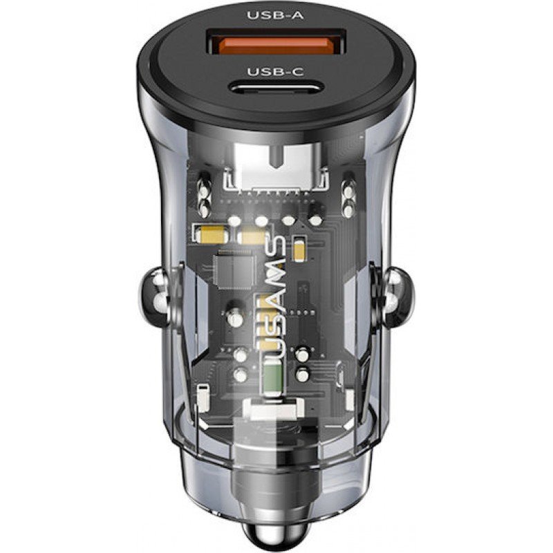 Car Phone Charger Double Port Type-C & USB 30W PD+QC 3.0 Φορτιστής Κινητών Αυτοκινήτου Usams US-CC164 Car Phone Charger Double Port Type-C & USB 30W PD+QC 3.0 Φορτιστής Κινητών Αυτοκινήτου Usams US-CC164