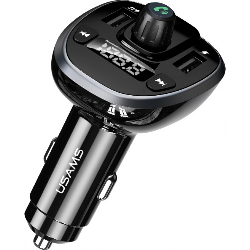 Φορτιστής Αυτοκινήτου Μαύρος FM Transmitter Και Bluetooth 2 Θύρες USB 5V 3.4A Usams US-CC115