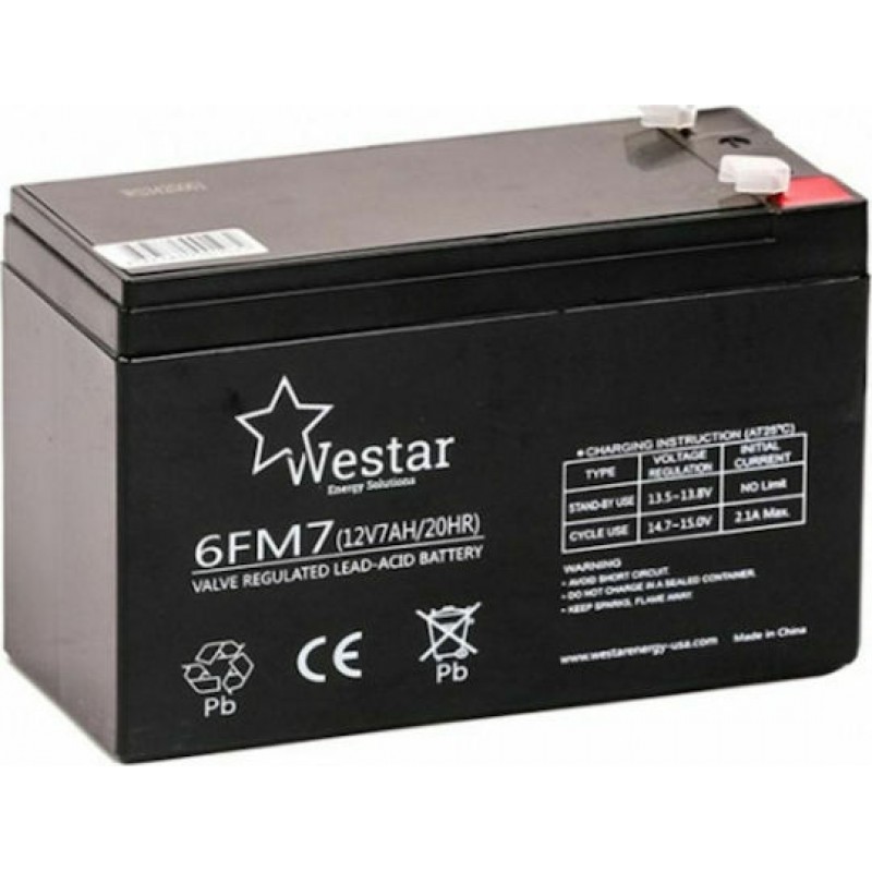 Westar Lead Battery Pack  UPS 12V 7Ah Μπαταρία Μολύβδου Επαναφορτιζόμενη