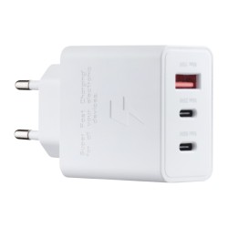 Φορτιστής Πρίζας Quick Power Charger GaN PD+QC 2 x USB Type C & 1 x USB A 5V-12V 65W White & Cable Type C T6530NWEGGB