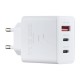 Φορτιστής Πρίζας Quick Power Charger GaN PD+QC 2 x USB Type C & 1 x USB A 5V-12V 65W White & Cable Type C T6530NWEGGB