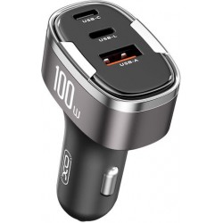 Car Phone Charger Triple Port Type-C & USB 100W PD+QC 3.0 Φορτιστής Κινητών Αυτοκινήτου XO CC61