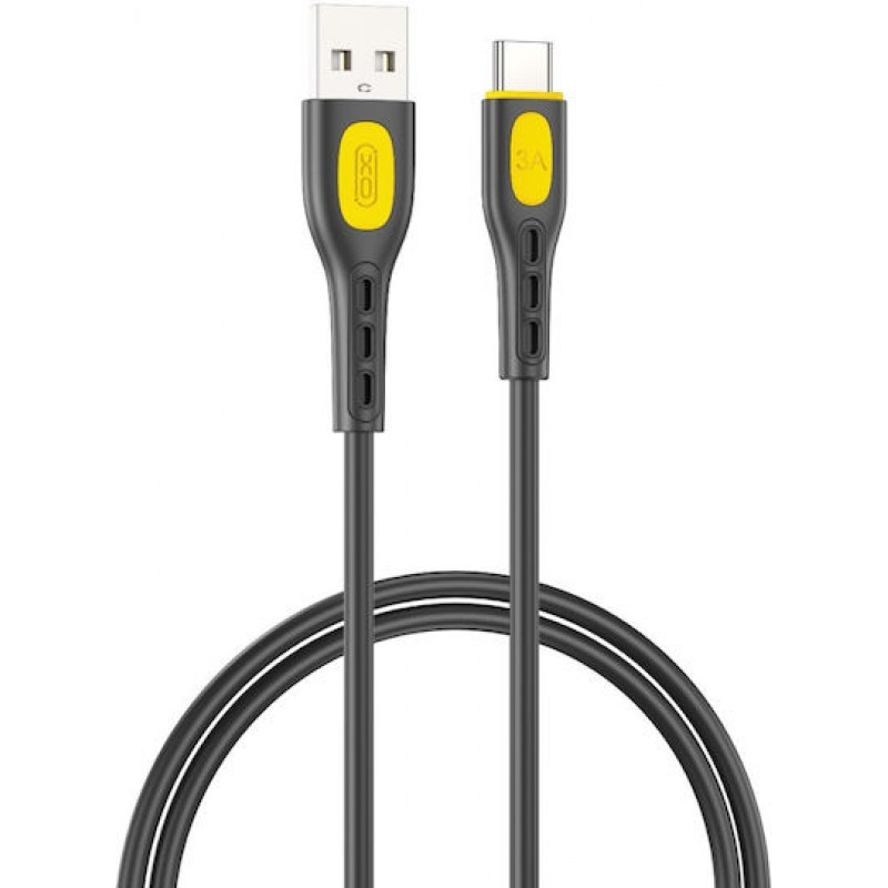USB A 2.0 Cable Male To Type C 3A Black 1m XO NB280 Καλώδιο Φόρτισης