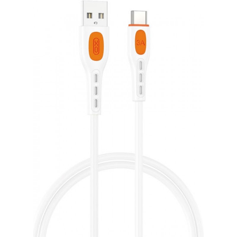 USB A 2.0 Cable Male To Type C 3A White-Orange 1m XO NB280 Καλώδιο Φόρτισης