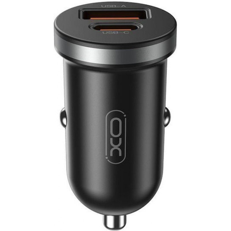 Car Phone Charger USB A & Type-C 30W PD+QC 3.0 Φορτιστής Κινητών Αυτοκινήτου XO-CC56