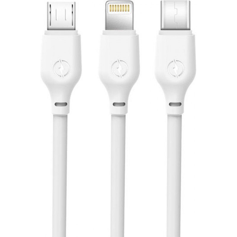 Charging Cable USB A 2.0 Male Type C/Micro USB/Lightning White 1m XO-NB103