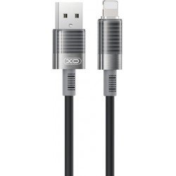  USB 2.0 Cable To Lightning 6A Super Fast Charge Brushed Silicone Black 1m Καλώδιο Σύνδεσης Μαύρο XO-NB282
