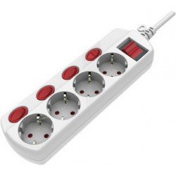 Πολύμπριζο 4 Θέσεων Λευκό & Επιλογή Διακόπτη Schuko Power Switch 4 Ports 16A 1.5m White XX-G-4K4-21 Πολύμπριζο 4 Θέσεων Λευκό & Επιλογή Διακόπτη Schuko Power Switch 4 Ports 16A 1.5m White XX-G-4K4-21