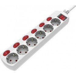 Πολύμπριζο 6 Θέσεων Λευκό & Επιλογή Διακόπτη Schuko Power Switch 6 Ports 16A 1.5m White XX-G-6K6-21 Πολύμπριζο 6 Θέσεων Λευκό & Επιλογή Διακόπτη Schuko Power Switch 6 Ports 16A 1.5m White XX-G-6K6-21