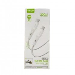 USB Type C Cable Male To Type C Male PD 60W White 2m Green Lyca G-1461 USB Type C Cable Male To Type C Male PD 60W White 2m Green Lyca G-1461