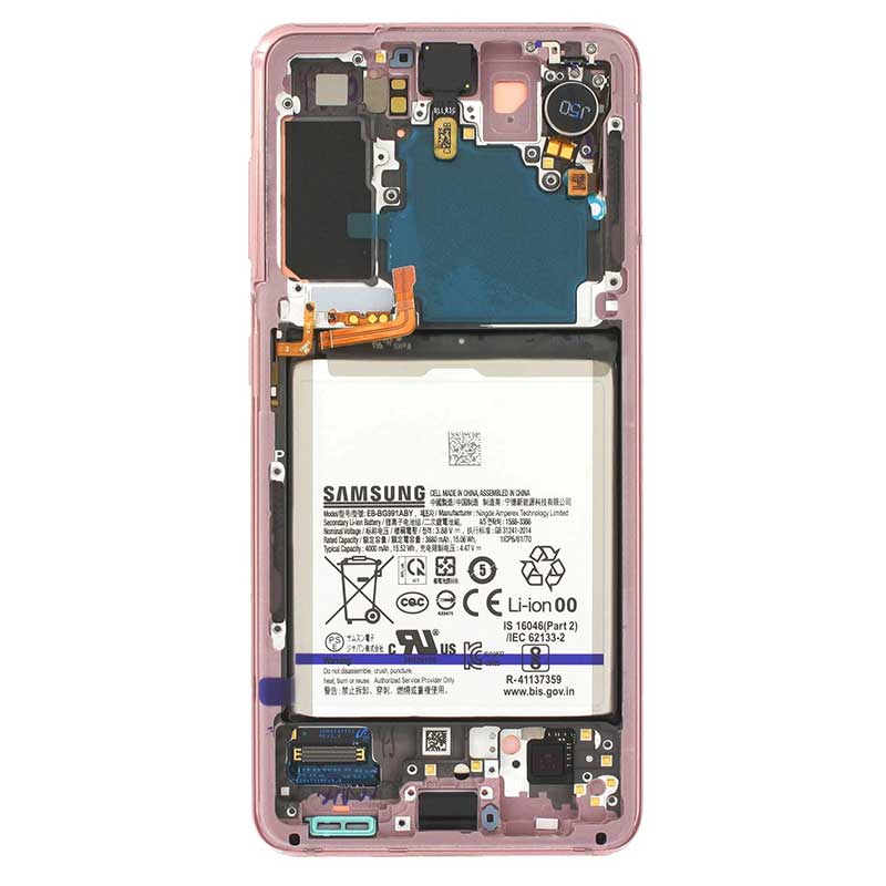 Αυθεντική Οθόνη Samsung Galaxy S21 5G SM-G991 GH82-27255D Original LCD & Touch & Frame & Battery Pink Service Pack