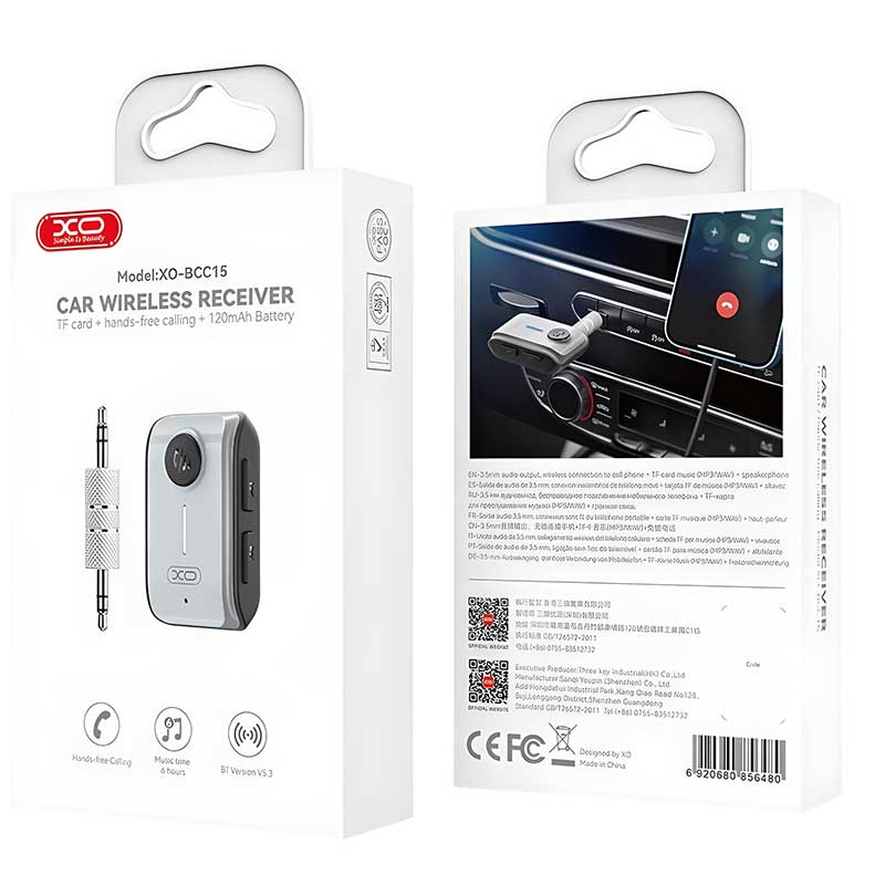 XO BCC15 Bluetooth V5.3 Car Transmitter Black TF Card Sound  AUX 3.5 Jack Μαύρο