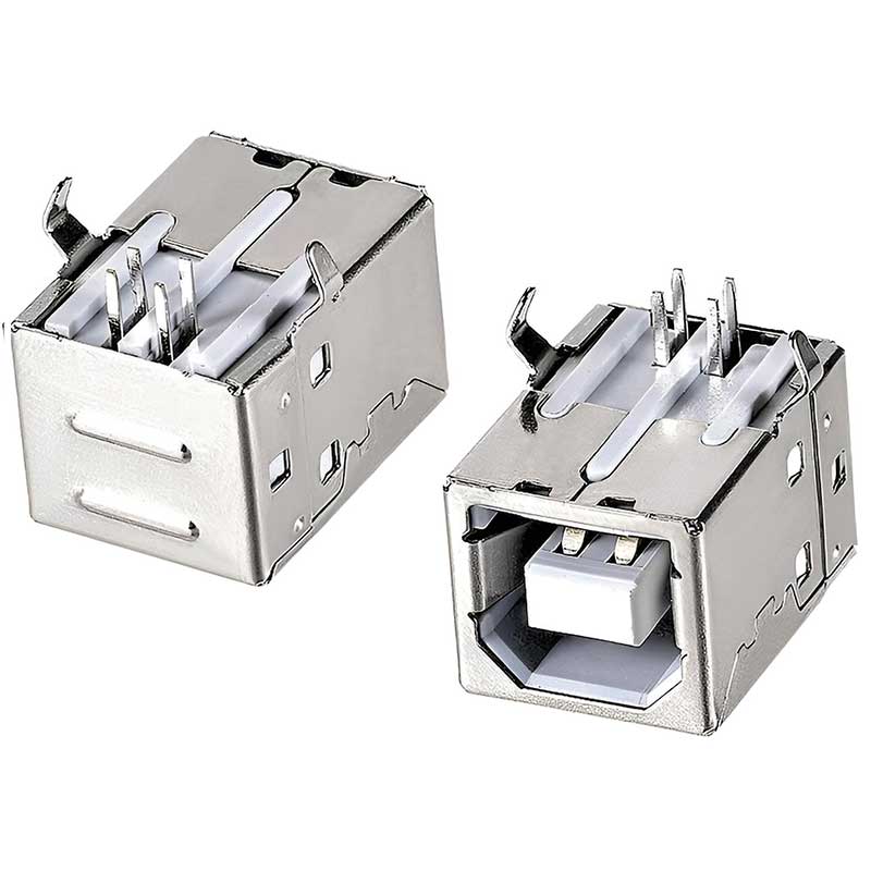 USB 2.0 Type B Metallic Connector Female Silver 90 Adaptor CON-U016 Βύσμα Πλακέτας