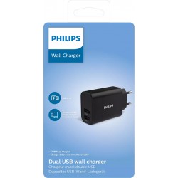 Wall Charger Double Port In Type-C & USB 17W Τροφοδοτικό Πρίζας Μαύρο Philips DLP2620-12 Wall Charger Double Port In Type-C & USB 17W Τροφοδοτικό Πρίζας Μαύρο Philips DLP2620-12