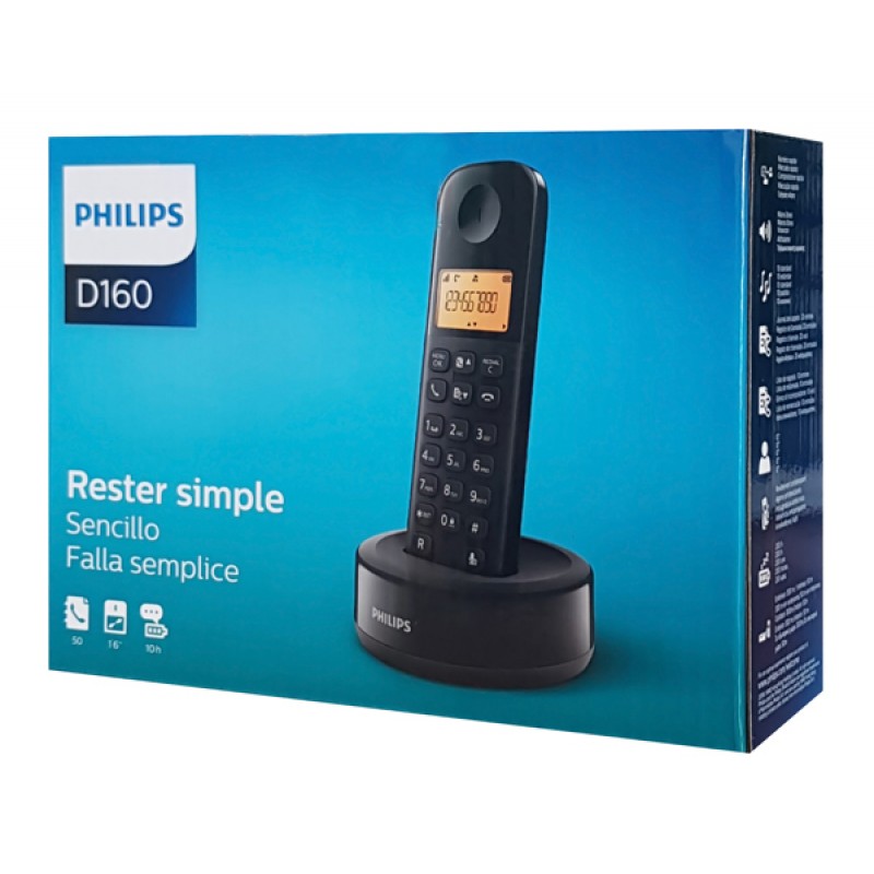 Philips D1601B Wireless Telephone Device Black Τηλεφωνική Συσκευή Ασύρματη Philips D1601B Wireless Telephone Device Black Τηλεφωνική Συσκευή Ασύρματη