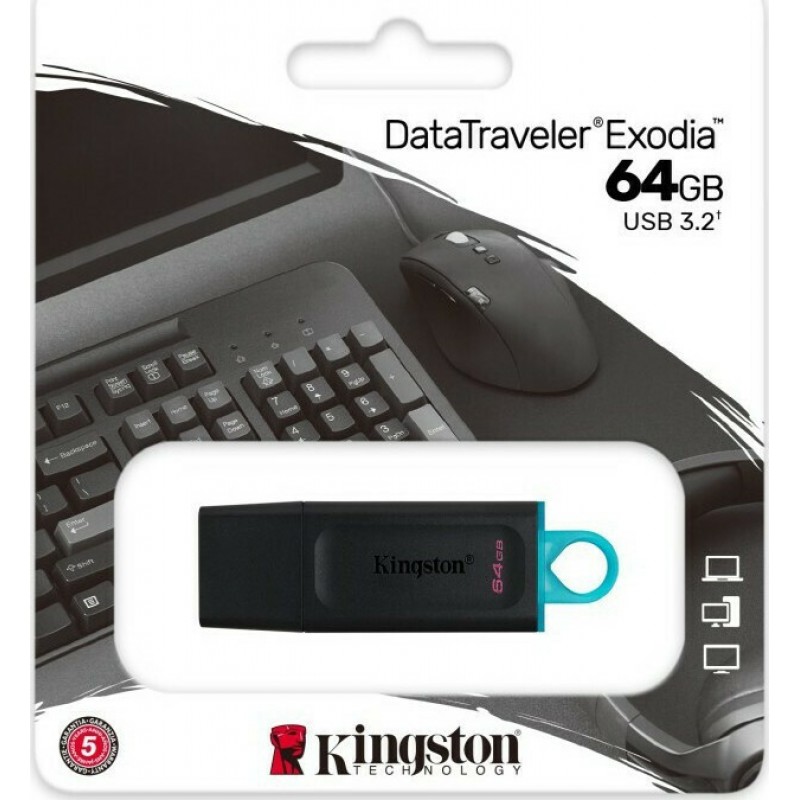 64Gb USB 3.2 Stick Kingston Datatraveler Exodia Black DTX/64GB Στικάκι Μαύρο 64Gb USB 3.2 Stick Kingston Datatraveler Exodia Black DTX/64GB Στικάκι Μαύρο