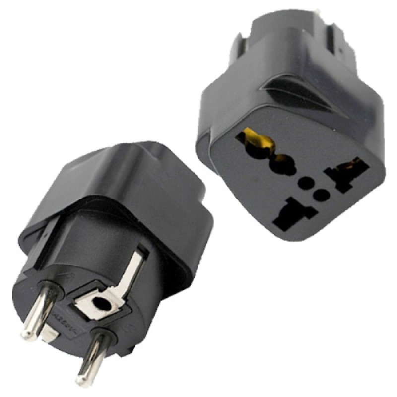 Αντάπτορας Τελικού Βύσματος Πρίζας Μαύρος Power Socket Shucko Adaptor USA-Greek Black MW-V2M