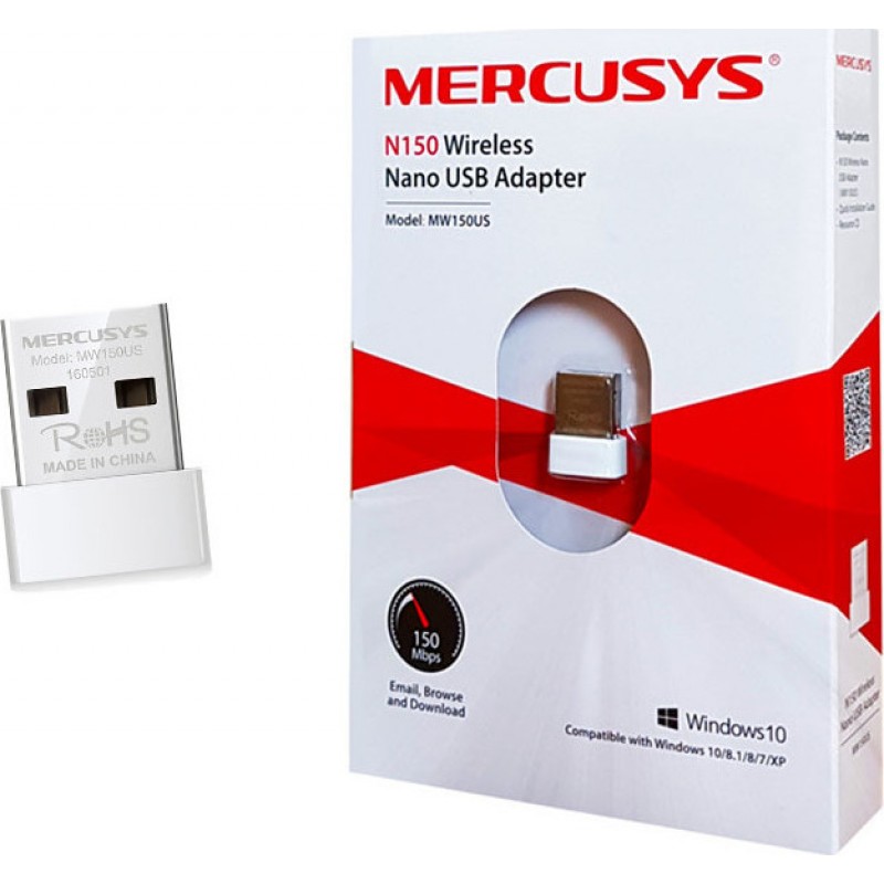 Wireless N USB 2.0 Mercusys MW150US Adapter WiFi 150Mbps White Ασύρματη Κάρτα δικτύου
