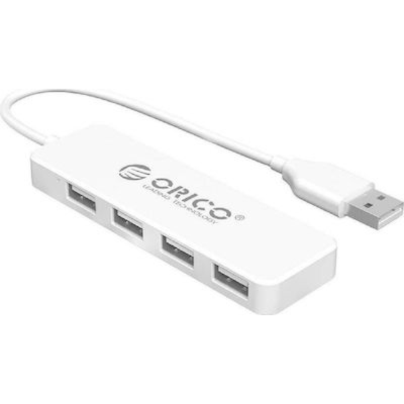 USB 2.0 Hub Port 4 Θέσεων Λευκό ORICO-FL01-WH-BP