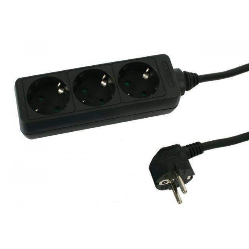 ΠΟΛΥΜΠΡΙΖΟ 3 ΘΕΣΕΩΝ ΜΑΥΡΟ 1.5m MULTI POWER 3 SOCKET POWERTECH PT-174