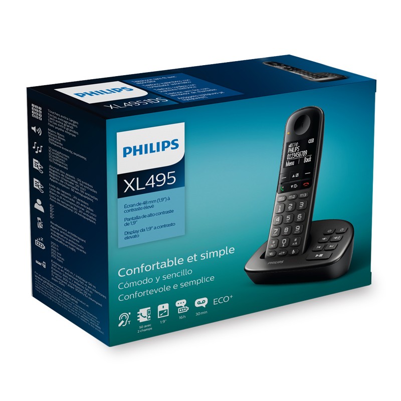 Philips XL495 Wireless Telephone Device Black & Voice Recorder Τηλεφωνική Συσκευή Ασύρματη & Τηλεφωνητής Philips XL495 Wireless Telephone Device Black & Voice Recorder Τηλεφωνική Συσκευή Ασύρματη & Τηλεφωνητής