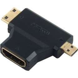 Powertech ADA-H004 HDMI 1.4 19pin Adaptor Female To Mini & Micro Male Gold Powertech ADA-H004 HDMI 1.4 19pin Adaptor Female To Mini & Micro Male Gold