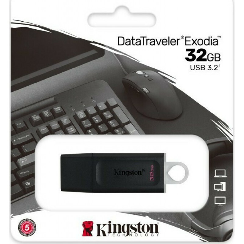32Gb USB 3.2 Stick Kingston Datatraveler Exodia Black DTX/32GB Στικάκι Μαύρο