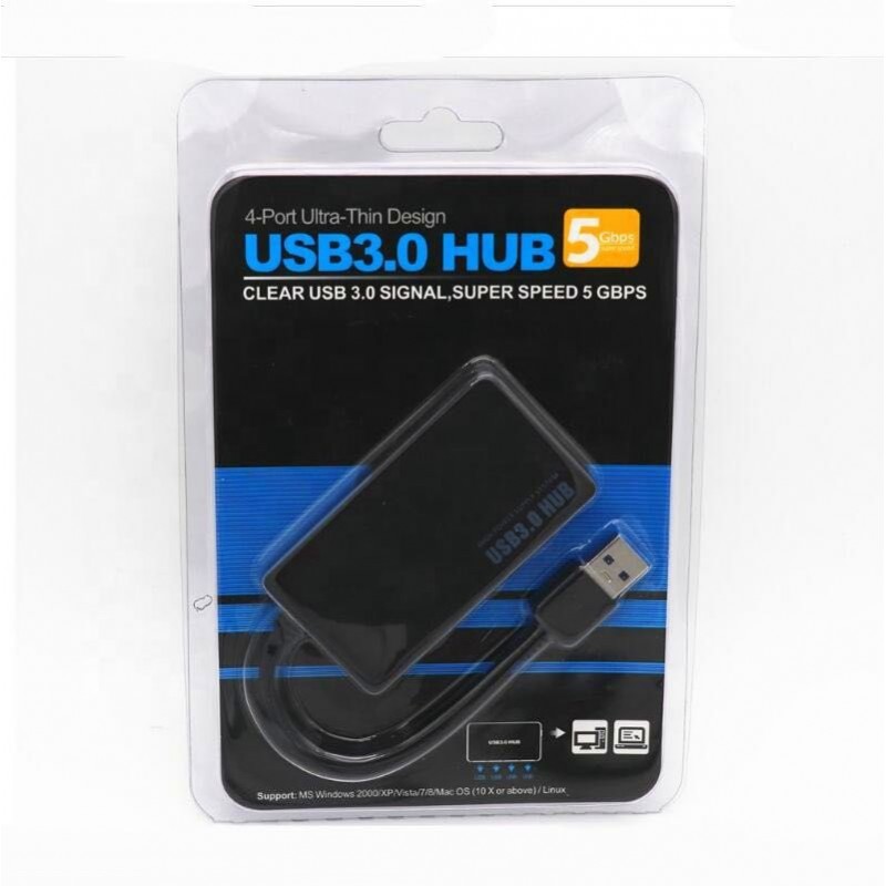 USB A 3.0 Hub Adaptor 4 X USB Port Black Αντάπτορας Σύνδεσης Τεσσάρων Θέσεων Μαύρος