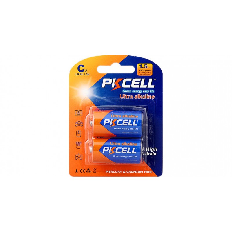 Μπαταρίες Αλκαλικές PKcell Batteries C Ultra Alkaline 2 Pack 1.5V LR14