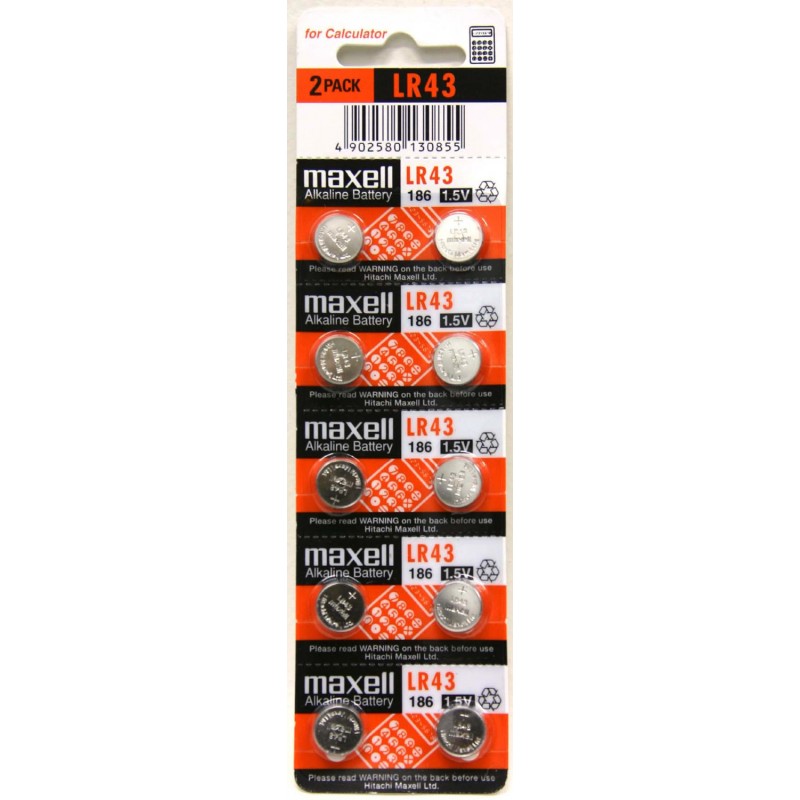 MAXELL LR 43 ALKALINE BATTERY 1.5V LR43 186