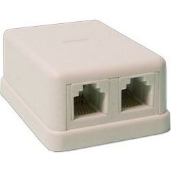 Wall Adapter RJ11 2 x Telephone Lines 6p4c Αυτοκόλλητη Πρίζα Τηλεφώνου 2 Γραμμών Λευκή FTT3-051