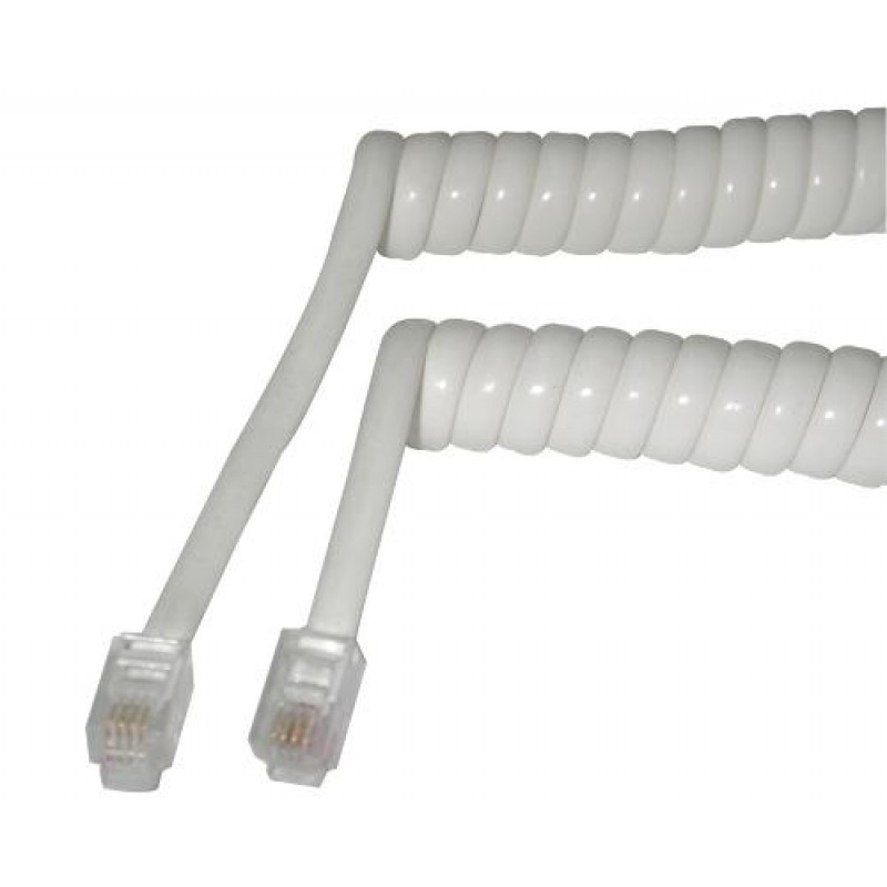 TELEPHONE SET CABLE 1m WHITE SPIRAL ΚΑΛΩΔΙΟ ΤΗΛΕΦΩΝΙΚΗΣ ΣΥΣΚΕΥΗΣ 4P4C CAB-T017