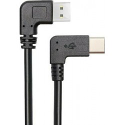 Καλώδιο USB 2.0 To USB Type C 90° Dual Easy USB 1m Μαύρο Powertech CAB-U135
