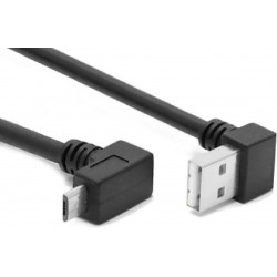 Καλώδιο USB 2.0 To USB Micro 90° Dual Easy USB 1m Μαύρο Powertech CAB-U137