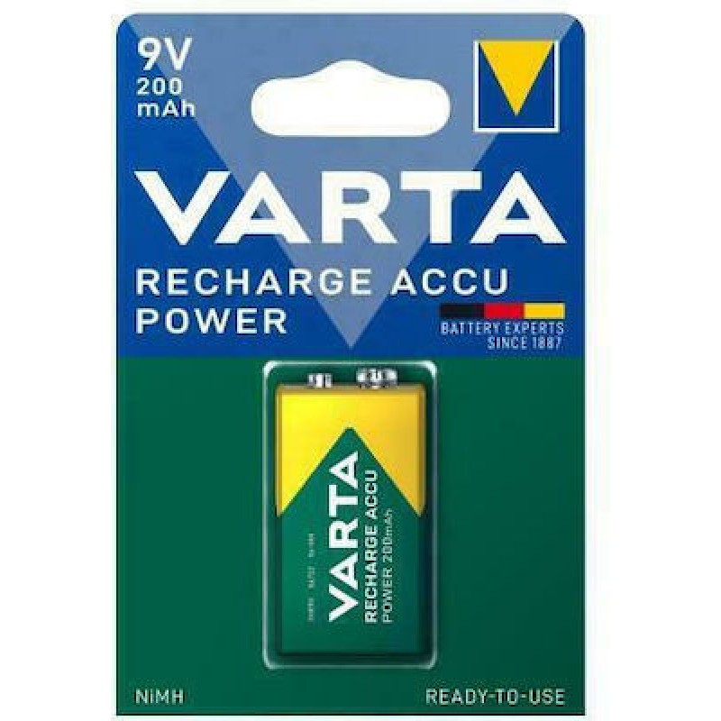 Battery 9V Rechargeable 200mah NI-MH Varta R2U 6HR61 Επαναφορτιζόμενη Μπαταρία
