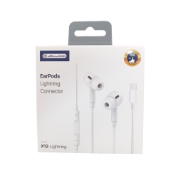 Earphones Stereo Lightning Handsfree White Ακουστικά Ενσύρματα Λευκά Jellico X12